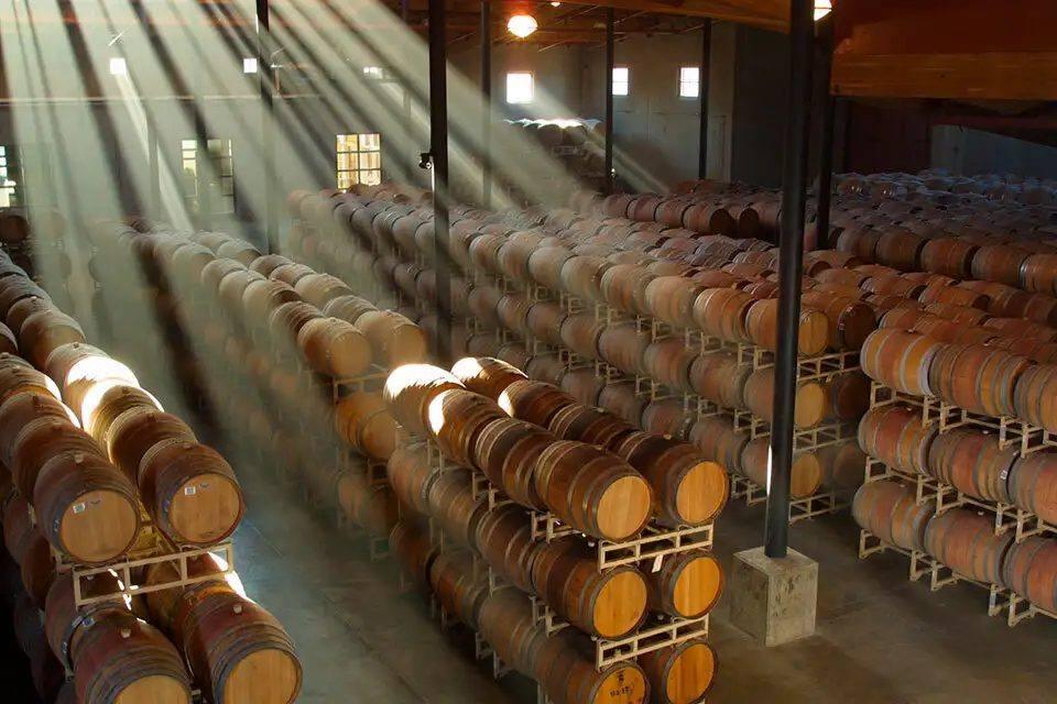 Light falling through a barrel room